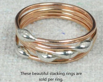 Rose Gold and Silver Dew Drop Rings, Stacking Rings, Bimetal Rings, Silver Rings, Hippie Ring, Dew Drop Rings, Unique Gold Rings, Alari