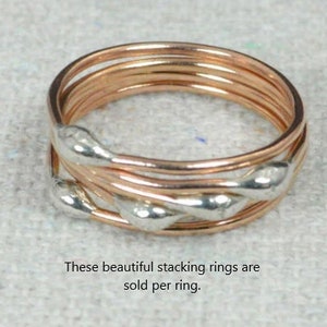 Rose Gold and Silver Dew Drop Rings, Stacking Rings, Bimetal Rings, Silver Rings, Hippie Ring, Dew Drop Rings, Unique Gold Rings, Alari image 1