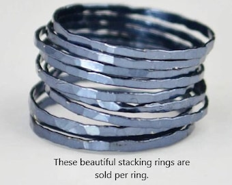 Super Thin Gunmetal Silver Stackable Ring(s),Gunmetal Ring,Stack Rings, Gunmetal Stacking Rings,  Dark Silver Ring, Gunmetal Band, Grey Ring