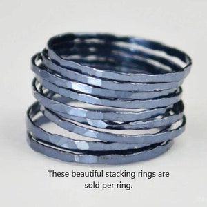 Super Thin Gunmetal Silver Stackable Rings,Gunmetal Ring,Stack Rings, Gunmetal Stacking Rings, Dark Silver Ring, Gunmetal Band, Grey Ring image 1