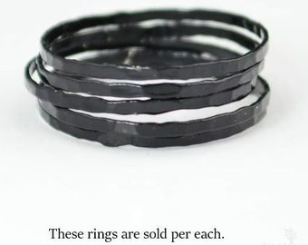 Super Thin Black Silver Stackable Ring(s), Black Ring, Stack Rings, Black Stacking Rings, Black Jewelry, Thin Black Ring, Gothic Ring,black