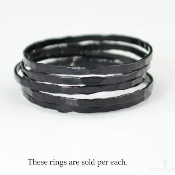 Super Thin Black Silver Stackable Ring(s), Black Ring, Stack Rings, Black Stacking Rings,  Black Jewelry, Thin Black Ring, Gothic Ring,black