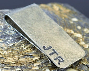 Personalized Rustic Money Clip - Handcrafted, Antiqued Nickel - Ideal Groomsmen or Father's Day Gift