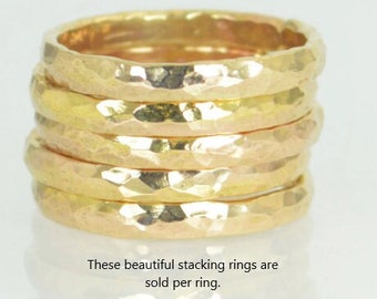 Super Thick Stackable 14k Gold Filled Ring, Gold Ring, Stackable Ring, Gold Ring, Hammered Ring, Gold Band, Yellow Gold, Gold Jewelry