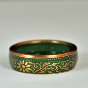 Japanese Coin Ring, Green Ring, Japanese Ring, Coin Ring, Bronze Ring, Japanese Coin, Japanese Jewelry, Coin Rings, Japanese Art, Coin Art image 1