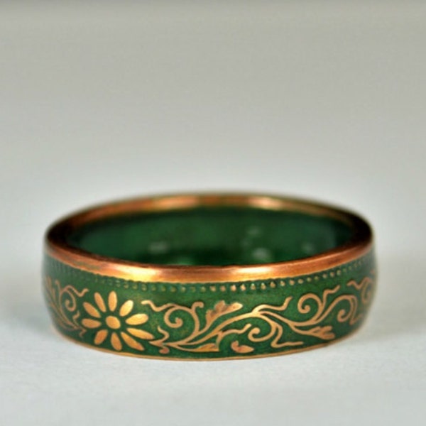 Anillo de moneda japonesa, anillo verde, anillo japonés, anillo de moneda, anillo de bronce, moneda japonesa, joyería japonesa, anillos de moneda, arte japonés, arte de moneda