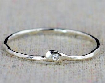 Bague en diamant CZ, diamant CZ de forme libre, bague de mère, bague de mères, bague asymétrique, bague en argent de forme libre, bague en diamant, bague de pile, Alari