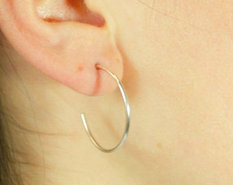 Sterling Silver Hoop Earrings, Silver Open Hoop Earrings, Silver Earrings, Simple Earrings, Open Round Earrings, Sterling Silver, Open Hoops