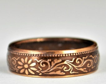 Japanese Ring, Brown Ring, Japanese Coin Ring, Coin Ring, Bronze Ring, Japanese Coin, Japanese Jewelry, Coin Ring, Japanese Art, Coin Art