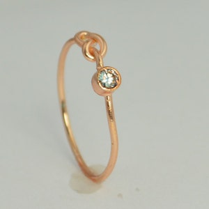 14k Rose Gold Aquamarine Infinity Ring, 14k Rose Gold, Stackable Rings, Mothers Ring, March Birthstone, Rose Gold Infinity, Rose Gold Knot image 1