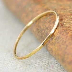 Solid 14k Yellow Gold Super Thin Stacking Ring, Minimal Gold Ring, Yellow Gold Ring, Solid Gold Ring, 14k Gold Ring, Real Gold Ring, Stack