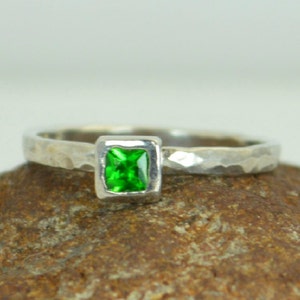 Square Emerald Ring, Emerald White Gold Ring, May's Birthstone, Square Stone Mothers Ring, Square Stone Ring, Emerald Ring image 1