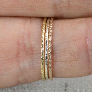 Thin Round Faceted Ring Set, Sterling Silver, 14k Gold Fill, 14k Rose Gold Fill, Dainty Ring Set, Minimal ring set, Stacking Ring Set image 1