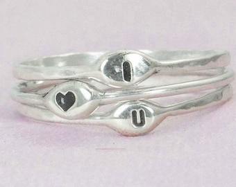 I Love You Rings, Gift for Her, Promise Ring, Promise Rings, Initial Rings, Silver Initial Rings, Custom Initial Rings, Dainty Initial Rings