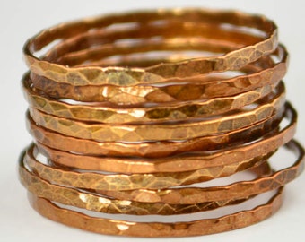 Super Thin Golden Copper Stackable Ring(s), Copper Ring, Skinny Ring, Copper Band, Gold Copper Ring, Hammered Ring, Pure Copper, Alari