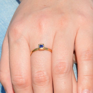 Square Sapphire Ring, Gold Filled Sapphire Ring, September Birthstone Ring, Mothers Ring, Square Stone Ring, Gold Saphhire Ring, Gold Ring image 1