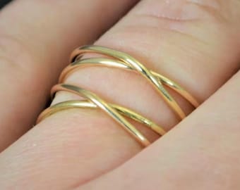 Criss Cross Ring, Gold Filled Ring, Crossover Ring, Wraparound Ring, Cross Ring, Wrap Ring, 14k Gold Filled, Alari, Gold Wrap Ring, 2 Wrap