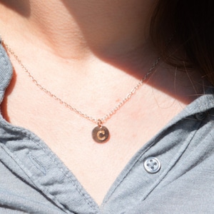 Tiny Monogram Necklace, Rose Gold Filled Necklace, Gold Filled Jewelry, Monogram Pendant, Gold Jewelry, Letter Pendant, Gold Pendant image 1