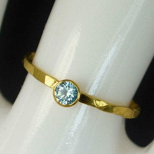 Dainty Solid 14k Gold Aquamarine Ring, Gold Solitaire, Solitaire Ring, Solid Gold, March Birthstone, Mothers Ring, Solid Gold Band, Gold