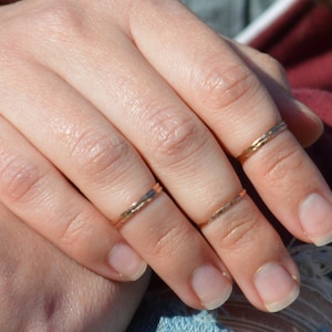 Rose Gold Midi Ring, Rose Gold Filled, Dainty Midi Rings, Hammered Midi Rings, Gold Knuckle Ring, Stacking Rings, Thin Midi Rings, Alari 画像 1