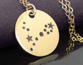 14k Gold Filled Pisces Necklace, Gold Pisces Necklace, Gold filled, Pisces Constellation, Pisces Jewelry, Zodiac Necklace, Pisces Zodiac