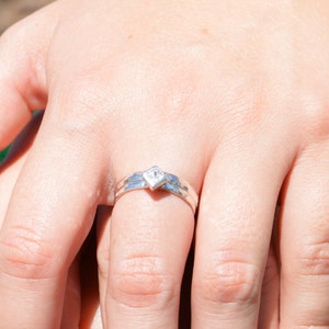 Square CZ Diamond Ring, Diamond Solitaire, Diamond Silver Ring, April Birthstone Ring, Square Stone Mothers Ring, Square Stone Ring