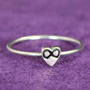 Silver Infinity Ring, Monogram Heart Ring, Silver Heart Ring, Personalized Heart Ring, Sterling Heart Ring, Silver Ring, Monogram Ring image 1