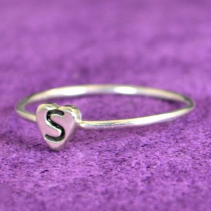 Initial Heart Ring, Monogram Heart Ring, Silver Heart Ring, Personalized Heart Ring, Sterling Heart Ring, Initial Ring, Silver Monogram Ring