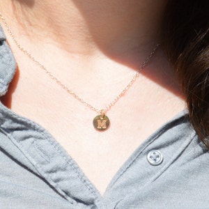 Tiny Monogram Necklace, Gold Filled Necklace, Gold Filled Jewelry, Monogram Pendant, Gold Jewelry, Letter Pendant, Gold Pendant, Alphabet image 1