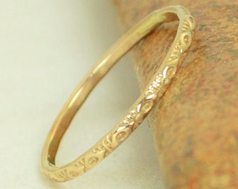 14k Gold Bohemian Ring, Rustic Wedding Ring, Heirloom Quality, Classic 14k Gold Ring, Gold Boho Ring, Rustic Gold Rings, Gold Band, G1