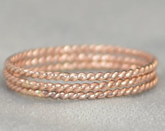 Rose Gold Spiral Rings, 14k Rose Gold Filled, Stacking Ring, Boho Stacking Rings, Ring Gold, Rustic Gold Rings, Thin Rose Gold Ring, Alari