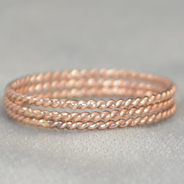 Rose Gold Spiral Rings, 14k Rose Gold Filled, Stacking Ring, Boho Stacking Rings, Ring Gold, Rustic Gold Rings, Thin Rose Gold Ring, Alari