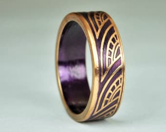 Purple Thai Coin Ring, Wave Ring, Ray Ring, Thailand Coin ring, Coin Art, Thai Art, Thailand art, Purple Ring, Bronze Ring, Coin Ring Bronze