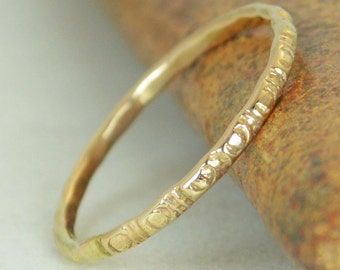 14k Gold Boho Ring, rustikaler Ehering, Erbstück Qualität, klassischer Goldring, Gold Boho Ring, rustikale Goldringe, Goldband, G5