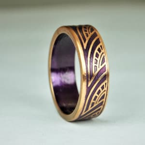 Purple Thai Coin Ring, Wave Ring, Ray Ring, Thailand Coin ring, Coin Art, Thai Art, Thailand art, Purple Ring, Bronze Ring, Coin Ring Bronze