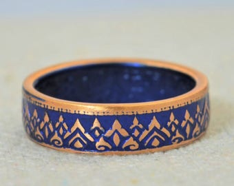 Thailand Coin Ring, Blue Coin Ring, Blue Ring, Crown Ring, Unique Ring, Blue BoHo Ring, Coin Jewelry, Blue Bohemian Ring, Thai Coin Ring