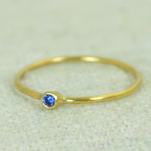 Tiny Sapphire Ring, Sapphire Stacking Ring, Gold Filled Sapphire Ring, Sapphire Mothers Ring, September Birthstone, Gold Sapphire Ring image 1