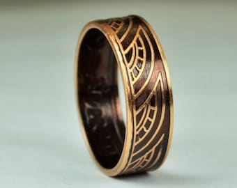 Brown Thai Coin Ring, Wave Ring, Ray Ring, Thailand Coin ring, Coin Art, Thai Art, Thailand art, Brown Ring, Bronze Ring, Coin Ring, Bronze