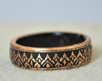 Black Coin Ring, Thailand Coin Ring, Black Ring, Crown Ring, Thailand Art, Black BoHo Ring, Coin Jewelry, Bohemian Ring, Thailand, Coin Ring