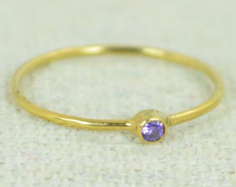 Tiny Amethyst Ring,  Gold Filled Amethyst Stacking Ring, Amethyst Ring, Amethyst Mothers Ring, February Birthstone, Amethyst Rings