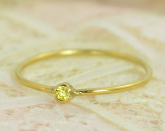 Tiny Citrine Ring Set, Solid 14k Gold Wedding Set, Stacking Ring, Solid 14k Gold Citrine Ring, November Birthstone, Bridal Set, Topaz Ring