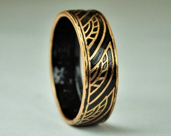 Black Thai Coin Ring, Wave Ring, Ray Ring, Thailand Coin ring, Coin Art, Thai Art, Thailand art, black ring, bronze ring, Coin ring, Bronze