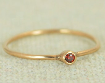 Tiny Garnet Ring, Rose Gold Filled Garnet Ring, Garnet Stacking Ring, Garnet Mothers Ring, January Birthstone, Garnet Ring, Tiny Ring