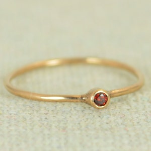Tiny Garnet Ring, Rose Gold Filled Garnet Ring, Garnet Stacking Ring, Garnet Mothers Ring, January Birthstone, Garnet Ring, Tiny Ring image 1