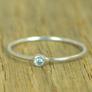 Tiny Aquamarine Ring, Sterling Ring, Tiny Ring, March Ring, Mother's Ring, Dainty Ring, Stacking Ring, Blue Aquamarine Ring, Aquamarine Ring