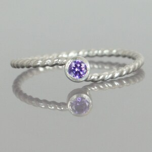 Wave Ring, Silver Wave Ring, Amethyst Mothers Ring, February Birthstone, Silver Twist Ring, Unique Mother's Ring, Amethyst Ring, Silver Ring image 1
