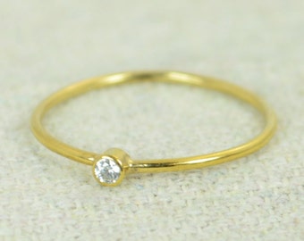 Tiny CZ Diamond Ring, Gold Filled Diamond Stacking Ring, Gold Filled Diamond Ring, Diamond Mothers Ring, April Birthstone, Diamond Ring