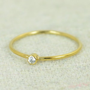 Tiny CZ Diamond Ring, Gold Filled Diamond Stacking Ring, Gold Filled Diamond Ring, Diamond Mothers Ring, April Birthstone, Diamond Ring image 1