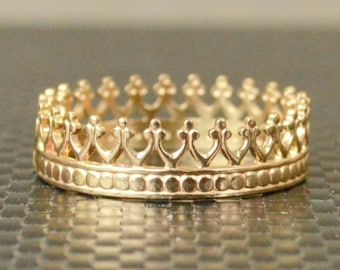 14k Solid Gold Crown Ring, Princess Ring, Gold Crown Ring, Gold Princess Ring,Tiara Ring,Queen Ring,Princess Crown Ring,Sweet 16,Quinceanera