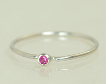 Tiny Ruby Ring, Ruby Stacking Ring, White Gold Ruby Ring, Ruby Mothers Ring, July Birthstone, Ruby Ring, Dainty Ruby, Dainty Solid Gold Ring